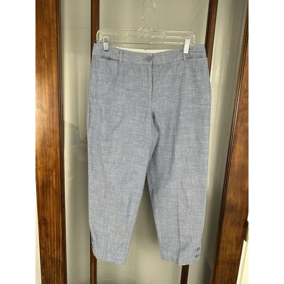 Talbots Pants - Talbots Perfect Crop Chino Pants Size 8 Women's Blue Cotton Denim Look Chambray